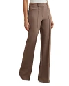 Reiss Womens Mink Neutral Claude Pinched-seam Flared-leg High-rise Stretch-woven Trousers In Mink Neutral