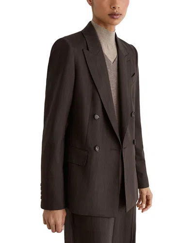 Reiss Petite Dawson Double Breasted Wool Blend Blazer In Brown