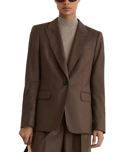 Reiss Petite Derby Wool Blend One Button Blazer In Brown