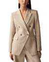 Reiss Neutral Petite Linen-blend Double-breasted Suit Jacket