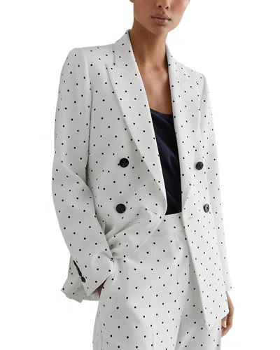 Reiss Petite Double Breasted Polka Dot Blazer In Multi