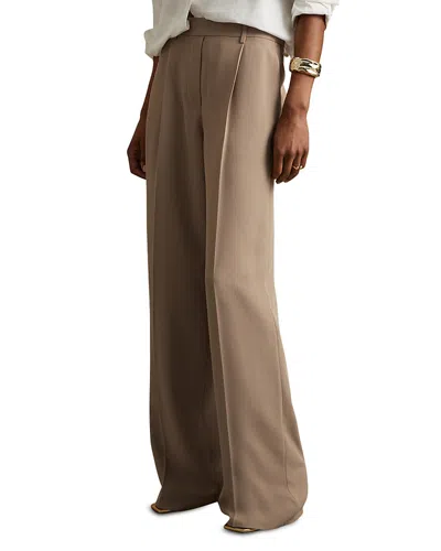 Reiss Petite Eden Wide Leg Pants In Neutral