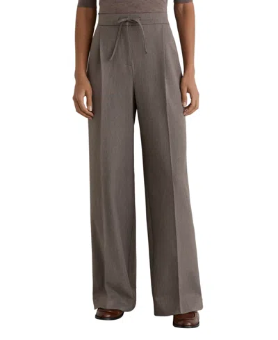Reiss Petite Elowen Drawstring Waist Wide Leg Trousers In Gray