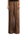 Reiss Petite Elsie Satin Wide Leg Trousers In Brown