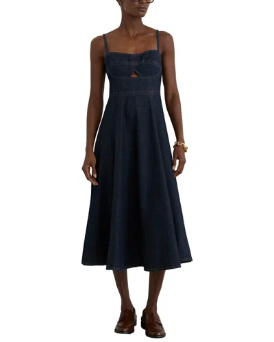 Reiss Petite Emma Denim Fit And Flare Midi Dress In Blue