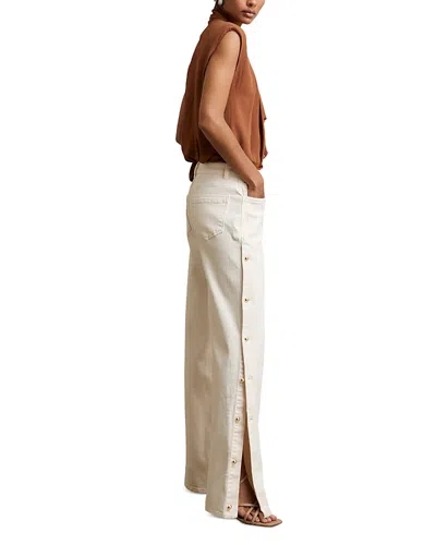 Reiss Petite Evelyn Side Detail Wide Leg Jeans In Cream In Gold