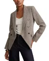 Reiss Evie Double Breasted Textured Check Blazer In Multi