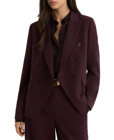Reiss Petite Gabi Double-breasted Suit Blazer In Brown