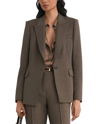 Reiss Petite Gabi Puppytooth Check One Button Blazer In Brown