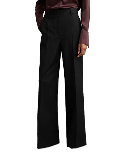 Reiss Petite Haisley Tailored Wide Leg Trousers In Black