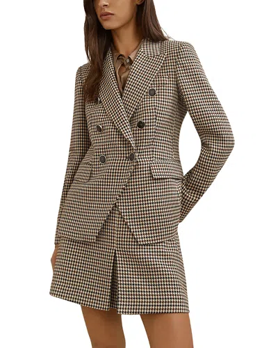 Reiss Petite Hartley Double Breasted Check Jacket In Brown
