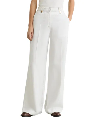 Reiss Petite Kaia Lyocell Topstitched Wide Leg Trouser In Neutral
