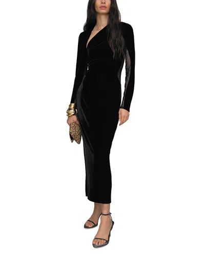 Reiss Petite Kass Sheer Panelled Velvet Midi Dress In Black