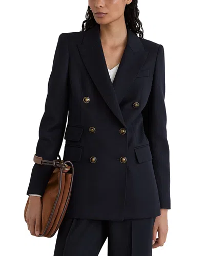 Reiss Petite Lauryn Double Breasted Twill Blazer In Black