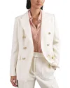 Reiss White Petite Double-breasted Twill Suit Blazer With Wool In White