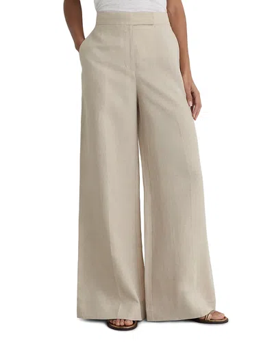 Reiss Petite Linen Kit Wide Leg Pants In Neutral