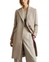 Reiss Stone Wool Blend Double Breasted Coat In Stone