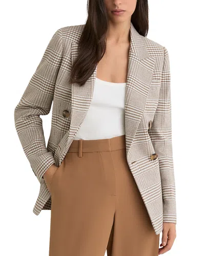 Reiss Petite Maxwell Double Breasted Check Blazer In Brown
