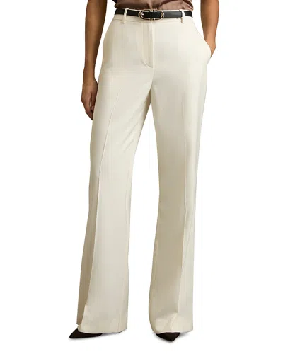 Reiss Cream Petite Wide Leg Tailored Trousers In White