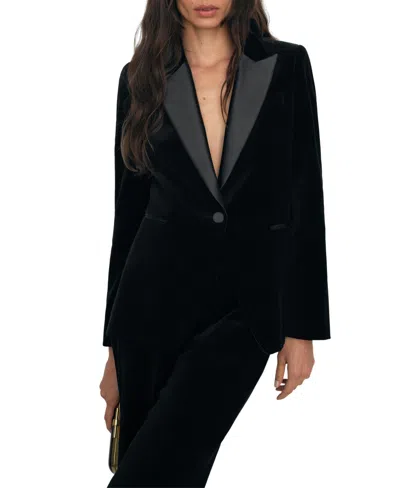 Reiss Petite Myrtle Velvet Satin-peak-lapel Blazer In Black
