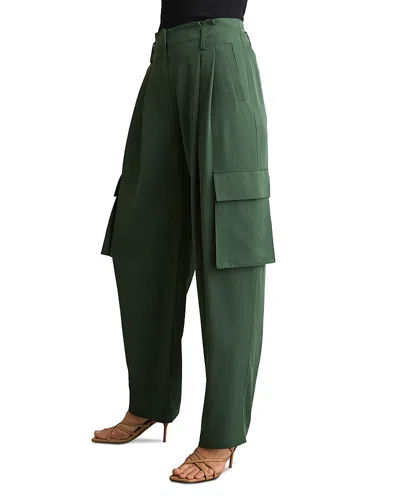 Reiss Petite Orla Wide Leg Pleated Cargo Trousers In Green