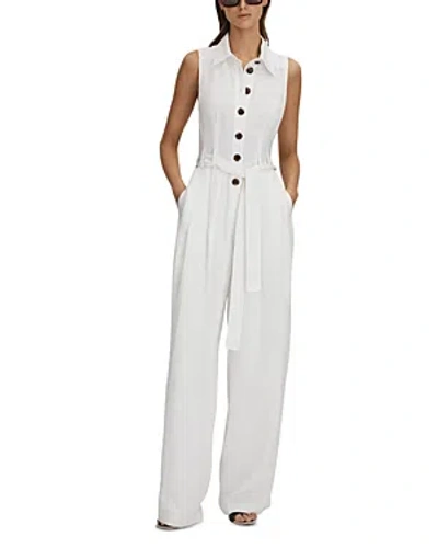 Reiss Petite Perla Collared Jumpsuit In White