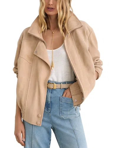 Reiss Petite Petra Suede Jacket In Neutral