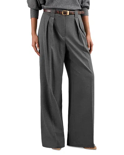 REISS PETITE POPPIE WIDE LEG FLANNEL TROUSERS