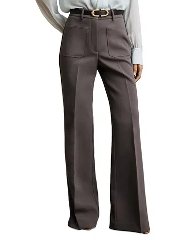 Reiss Petite Priya Flare Leg Trousers In Gray