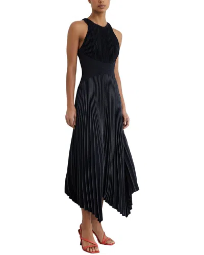 Reiss Petite Rachel Pleated Sleeveless Midi Dress In Black