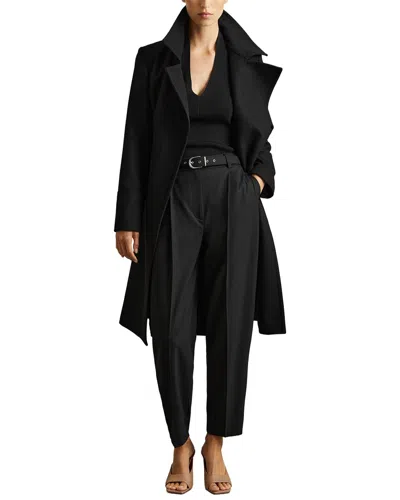 Reiss Petite Rae Mid Length Belted Wool & Cashmere-blend Coat In Black