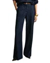 Reiss Petite Reed Denim Look Wide Leg Pants In Dark Blue