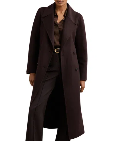 Reiss Petite Rene Double Breasted Belted Wool-blend Wrap Coat In Black