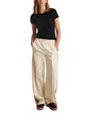 Reiss Cream Petite Side-stripe Wide-leg Trousers In White