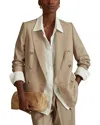 Reiss Sadie Double Breasted Blazer In Neutral