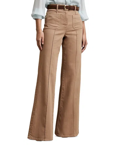 Reiss Petite Sakura Patch Pocket Flare Jeans In Taupe Neutral In Brown