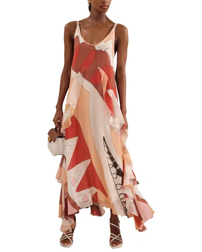 Reiss Petite Sasha Printed Ruffle Trim Maxi Dress In Multi
