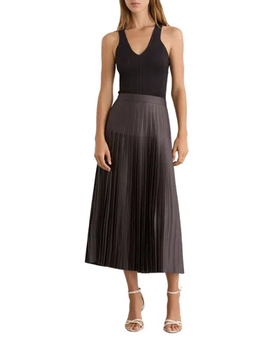 Reiss Petite Savannah Satin Pleated Midi Skirt In Mauve