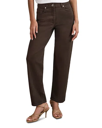 Reiss Petite Selin Mid Rise Straight Jeans In Chocolate In Brown