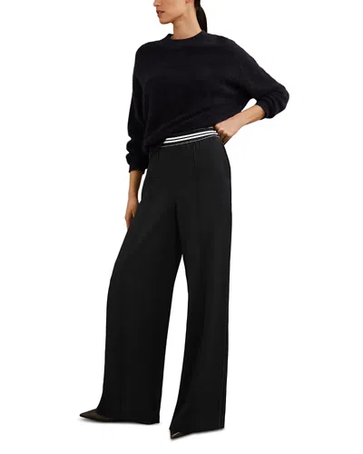 Reiss Petite Sonnie Wide Leg Pants In Black