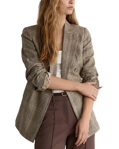 Reiss Petite Sybil Linen Blazer In Brown