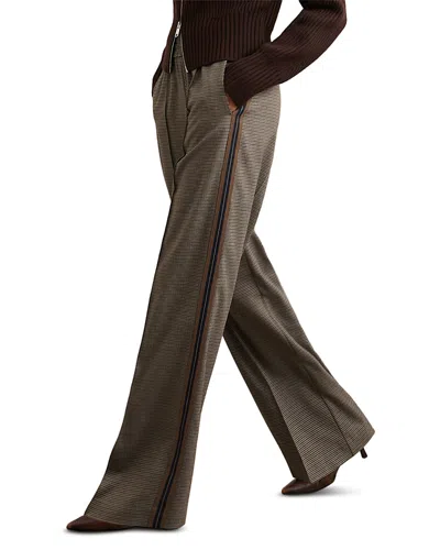 Reiss Petite Tarley Side Stripe Check Pants In Brown