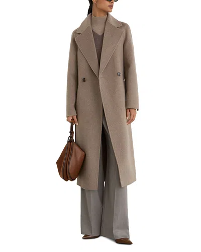 Reiss Petite Thea Wool Blend Belted Double Breasted Coat In Neutral