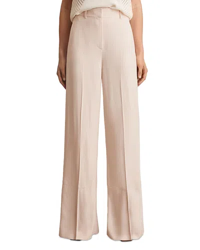 Reiss Petite Wide Leg Pants In Nude