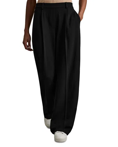 Reiss Petite Wide Leg Trousers In Black