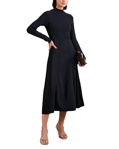 Reiss Petite Zaya Fluted Midi Knit Dress In Blue