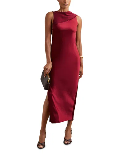 Reiss Petites Alula Cowlback Midi Dress In Red