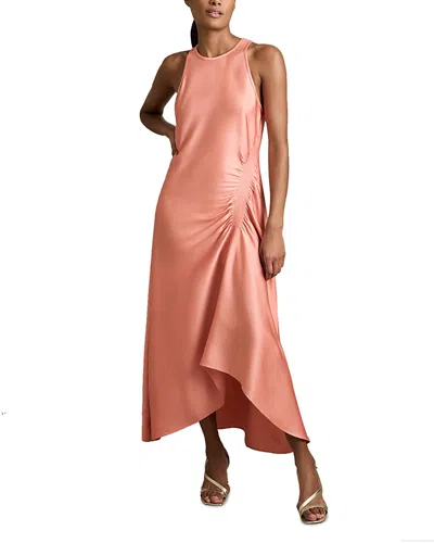 Reiss Petites Anessa Satin Dress In Coral