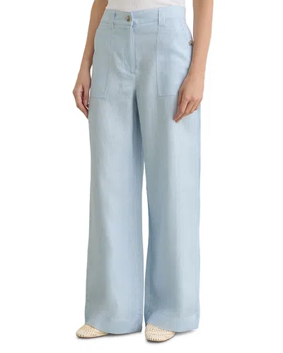 Reiss Petites Ashby Linen Pants In Blue