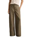 Reiss Khaki Linen Wide Leg Trousers In Brown